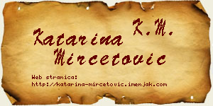 Katarina Mirčetović vizit kartica